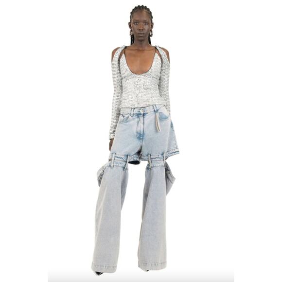 The Attico Sequin Zane Metallic Crossover Cut-out Top - Picture 15 of 16